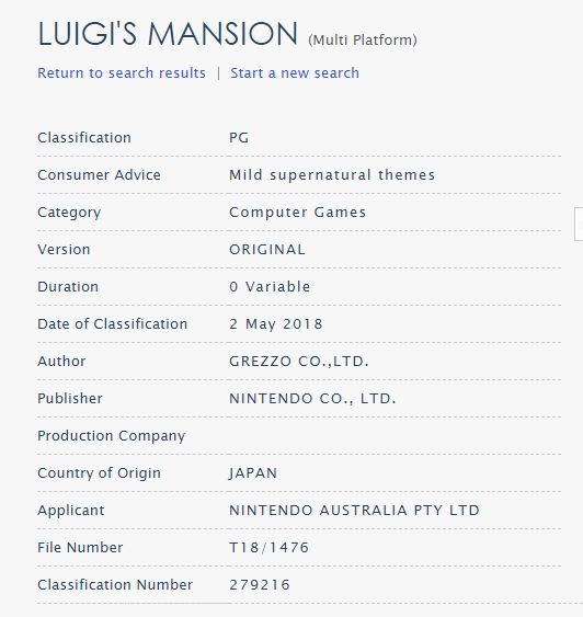 LUIGIS MANSION_CLASIFICACION AUSTRALIANA_N3DS